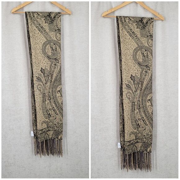 CBK Silk Paisley Tapestry Fringe Shawl Scarf - Picture 5 of 15